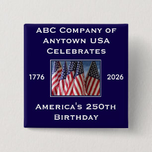 250th Anniversary USA Patriotic Flags  15 Cm Square Badge
