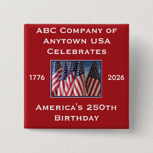 250th Anniversary USA Patriotic Flags  15 Cm Square Badge