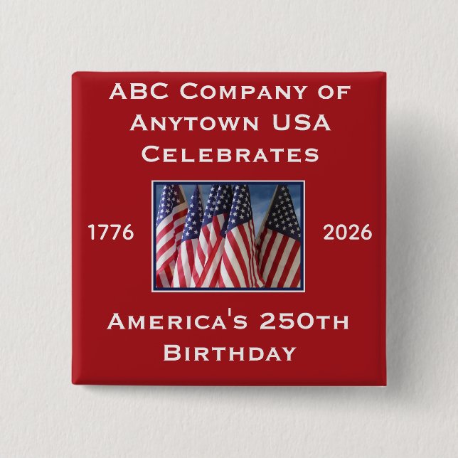 250th Anniversary USA Patriotic Flags  15 Cm Square Badge (Front)