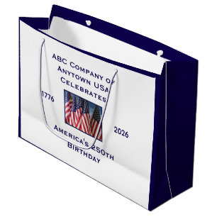 250th Anniversary USA Patriotic Flags Large Gift Bag
