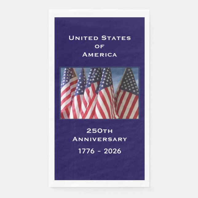 250th Anniversary USA Patriotic Flags Paper Napkin (Front)