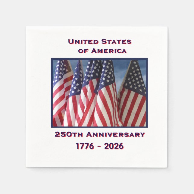 250th Anniversary USA Patriotic Flags Paper Napkin (Front)