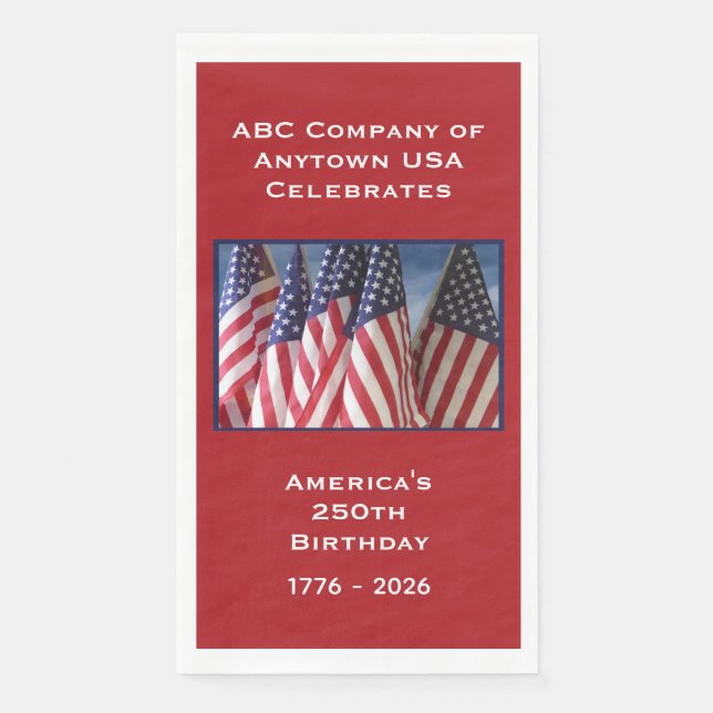 250th Anniversary USA Patriotic Flags Paper Napkin (Front)