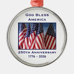 250th Anniversary USA Patriotic God Bless America Metal Tree Decoration