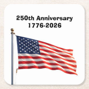 250th Anniversary USA Patriotic Keepsake Square Paper Coaster