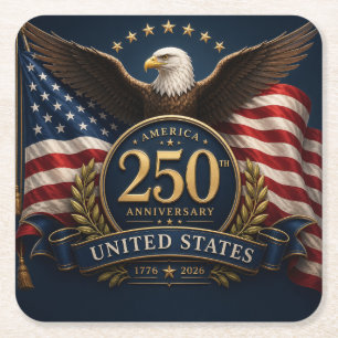 250th Anniversary USA Patriotic Keepsake Square Paper Coaster