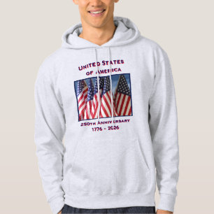 250th Anniversary USA Patriotic Light Gray Hoodie