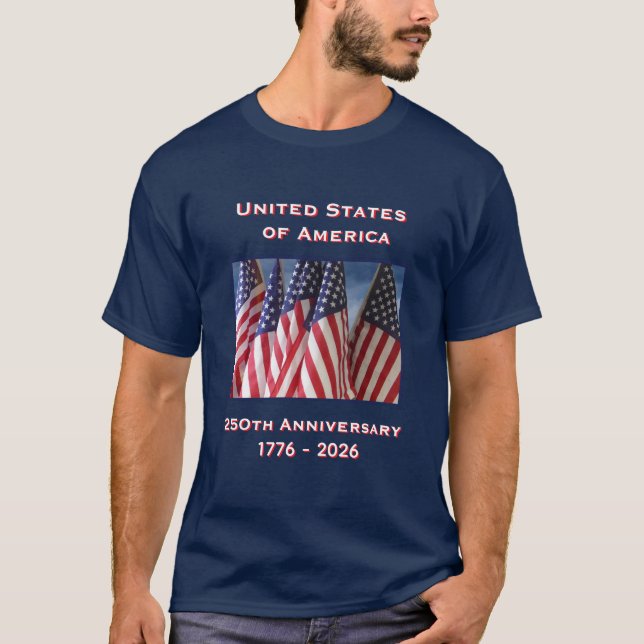 250th Anniversary USA Patriotic Navy Blue T-Shirt (Front)