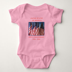 250th Anniversary USA Patriotic Pink Baby Bodysuit