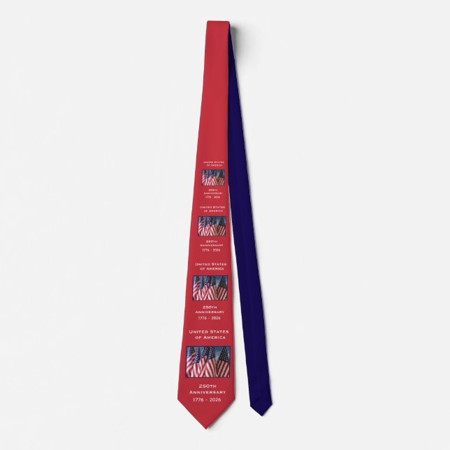 250th Anniversary USA Patriotic Red and Dark Blue Tie (Front)