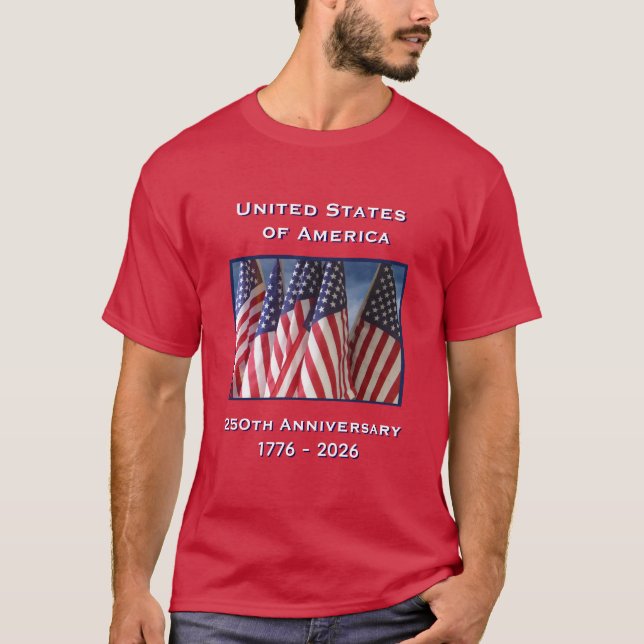 250th Anniversary USA Patriotic Red T-Shirt (Front)