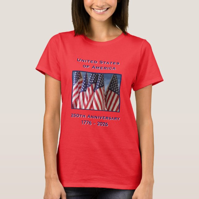 250th Anniversary USA Patriotic Red T-Shirt (Front)