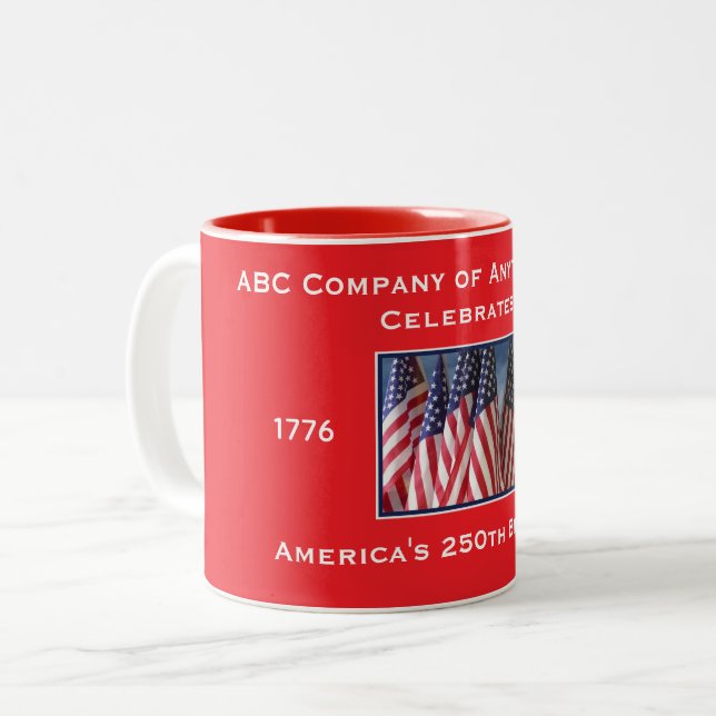 250th Anniversary USA Patriotic  Two-Tone Coffee Mug (Front Left)