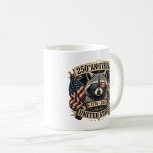 250th Anniversary USA Racoon Vintage 4th of July Coffee Mug