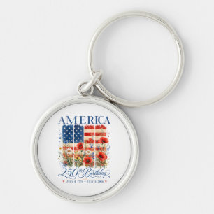 250th Anniversary USA Women 4th of July America 25 Key Ring