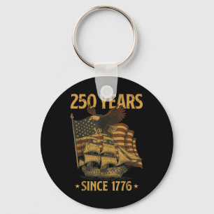 250th Birthday Independence Day Bald Eagle Patriot Key Ring