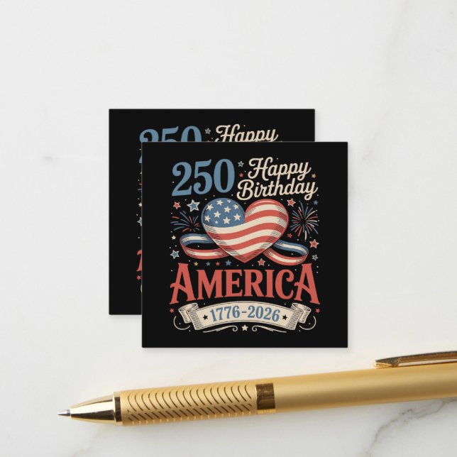  250th Birthday USA 250 Years Enclosure Card (Front/Back In Situ)