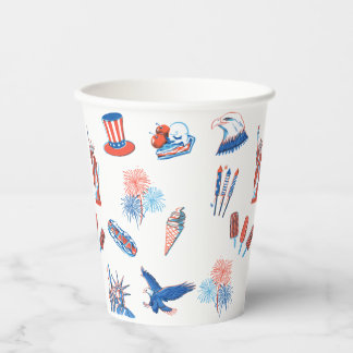 250th Fourth of July Patriotic Watercolor Party Paper Cups