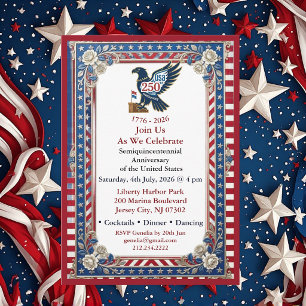 250th Freedom Silver Anniversary Patriotic Florals Invitation