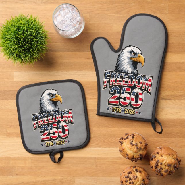 250th USA Anniversary  Oven Mitt & Pot Holder Set (Top Down)