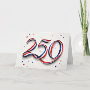 250th USA Birthday Patriotic Ribbon and Stars Card