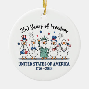 250th year of independence of USA, Patriotic goose Ceramic Tree Decoration