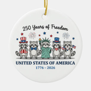 250th year of independence of USA, Raccoon Ceramic Tree Decoration