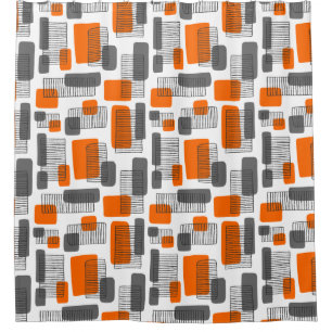 251215 - Orange and Grey Shower Curtain