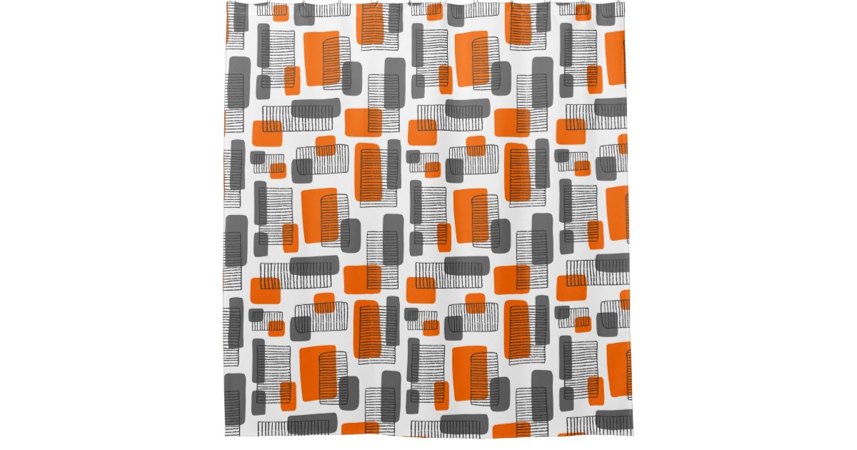 251215 Orange and Grey Shower Curtain Zazzle