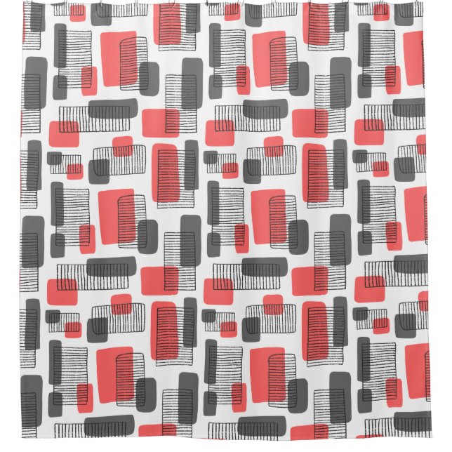 251215 - Tropical Pink and Grey Shower Curtain (Front)