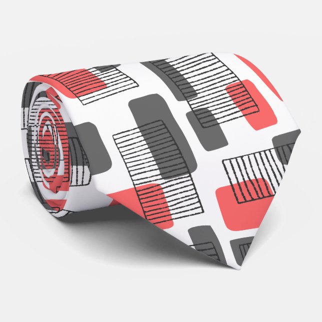 251215 - Tropical Pink and Grey Tie (Rolled)