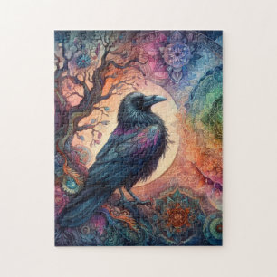 252 Pieces Crow Tree of Life Mandala Pagan  Jigsaw Puzzle
