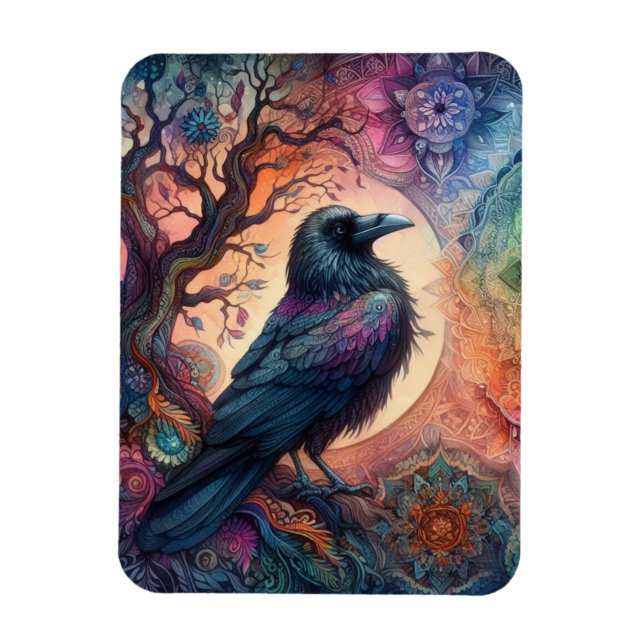252 Pieces Crow Tree of Life Mandala Pagan  Magnet (Vertical)