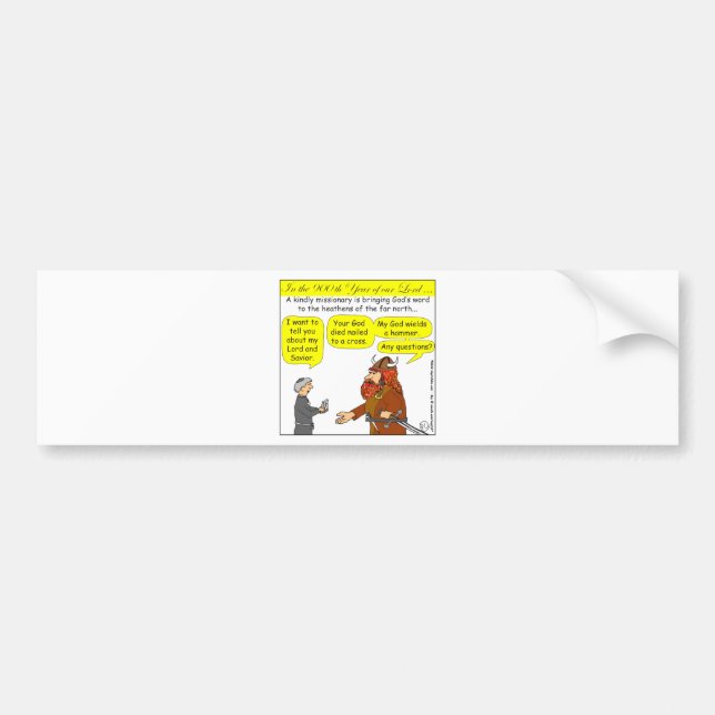 258 God / Atheist humour Cartoon in colour Bumper Sticker (Front)
