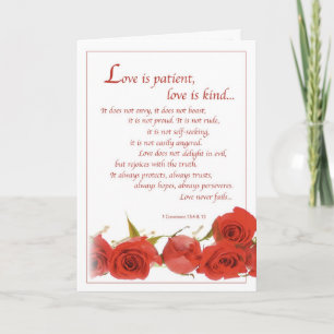 2596 Love is Patient Red Roses, Wedding Card