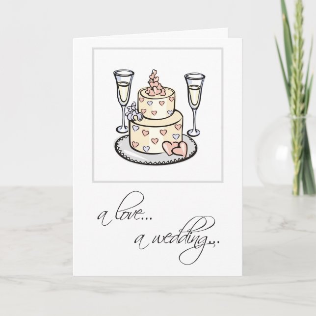 2598 Religious Cake Glasses Wedding Congratulation Card (Front)