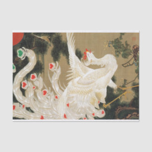 25. 老松白鳳図, 若冲 Pine-tree & Phoenix, Jakuchu Tissue Paper