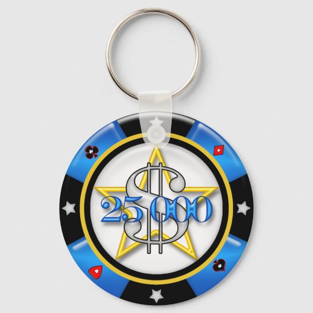 $25,000.00 Poker Casino Gambling Chip Key Ring (Front)