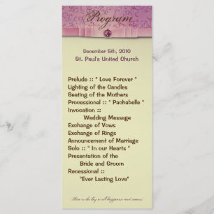 25 4x9 Wedding Program Amethyst Jewel Embossed Pap Programme