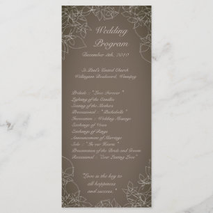 25 4x9 Wedding Program Autumn Floral Fall Grey Programme