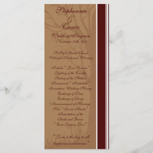 25 4x9 Wedding Program Autumn Tree Programme