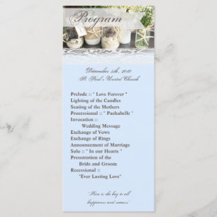 25 4x9 Wedding Program Beach Sea Mason Jars Ocean Programme