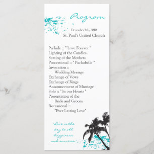 25 4x9 Wedding Program Beach Water Ocean Splash Programme