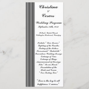 25 4x9 Wedding Program Black Grey Flourish Stripes Programme