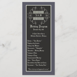 25 4x9 Wedding Program Black Tie Affair Filigree Programme