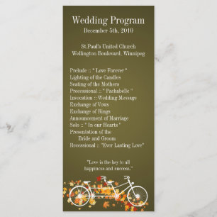 25 4x9 Wedding Program Brown Fall Double Bike Programme