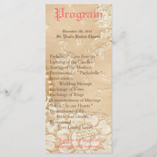 25 4x9 Wedding Program Country Lace Victorian Vint Programme