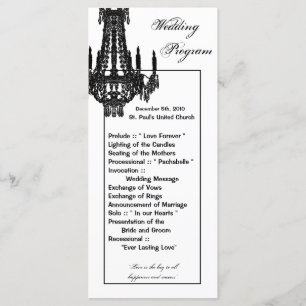 25 4x9 Wedding Program Crystal Chandelier Glitz Programme