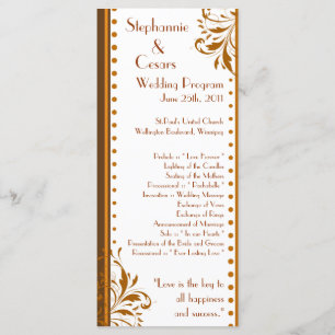 25 4x9 Wedding Program Damask Autumn Programme