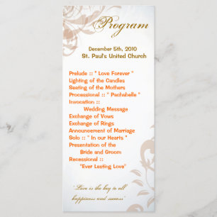 25 4x9 Wedding Program Fall Filigree Autumn Swirl Programme
